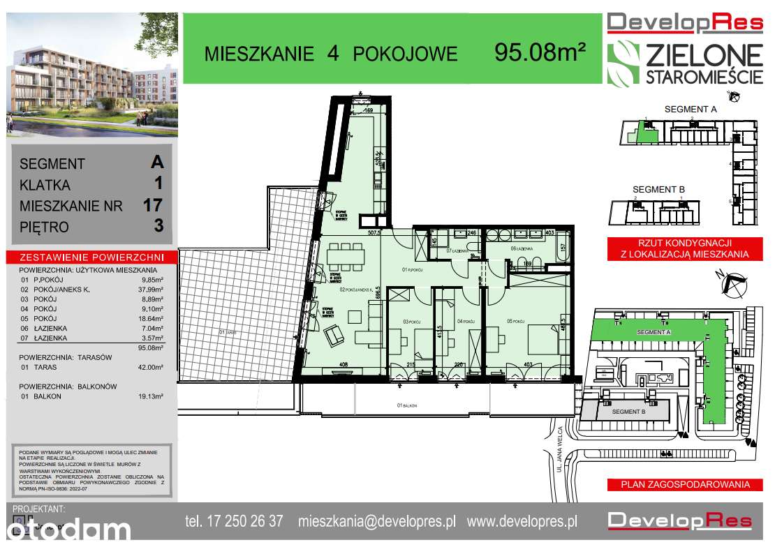Apartament 95 m² z tarasem 42 m² - Zielone Staromieście
