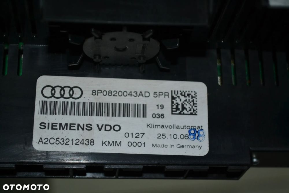 AUDI A3 8P PANEL STEROWANIA KLIMATYZACJI OGRZEWANIA 2 DIN 8P0820043AD - 3