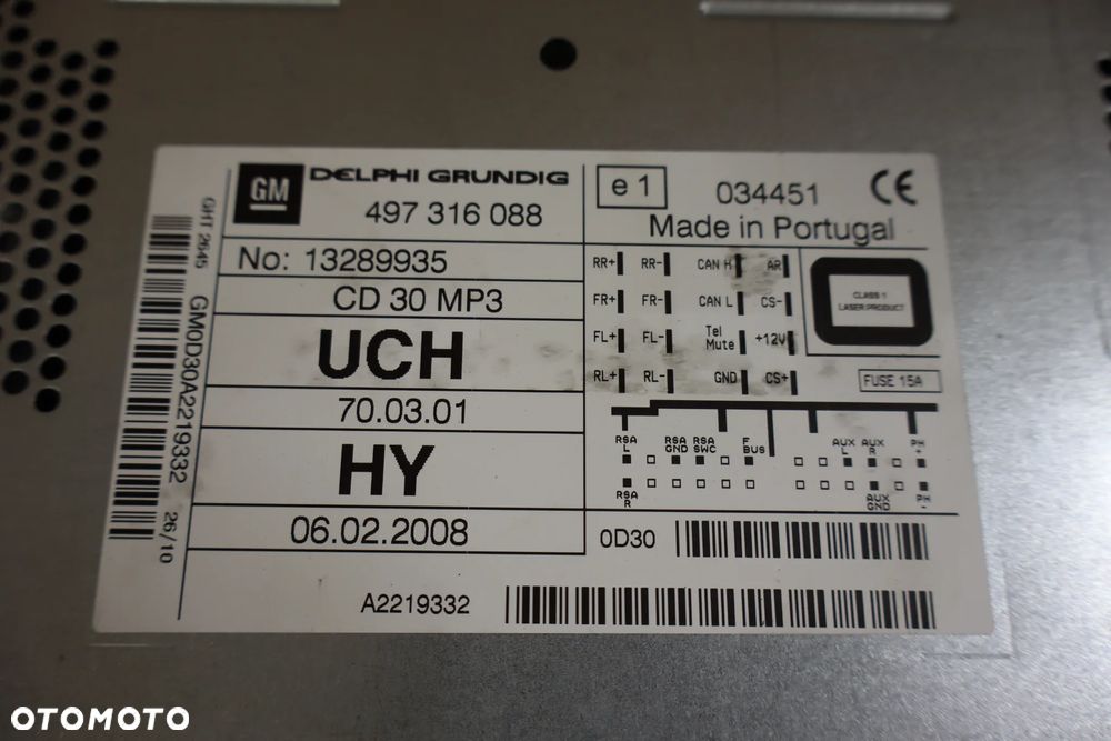 RADIO CD OPEL ASTRA H III 3 CZARNE 13289935 2004-2014 - 5