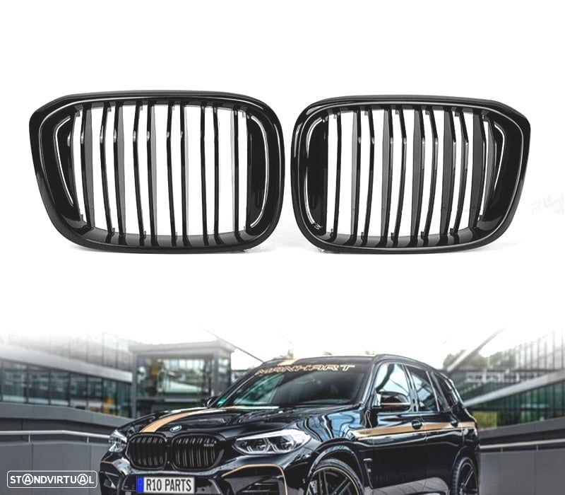 GRELHA DUPLA BMW X3 G01 G08 X4 G02 LOOK M PERFORMANCE PRETO BRILHANTE - 1