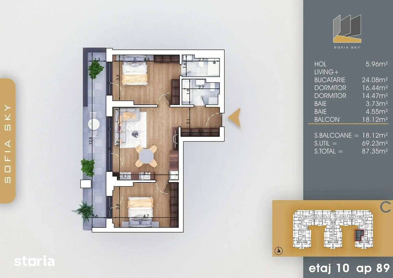 Apartament 3 camere zona Pallady mutare rapida metrou 8 minute — fotografia 3