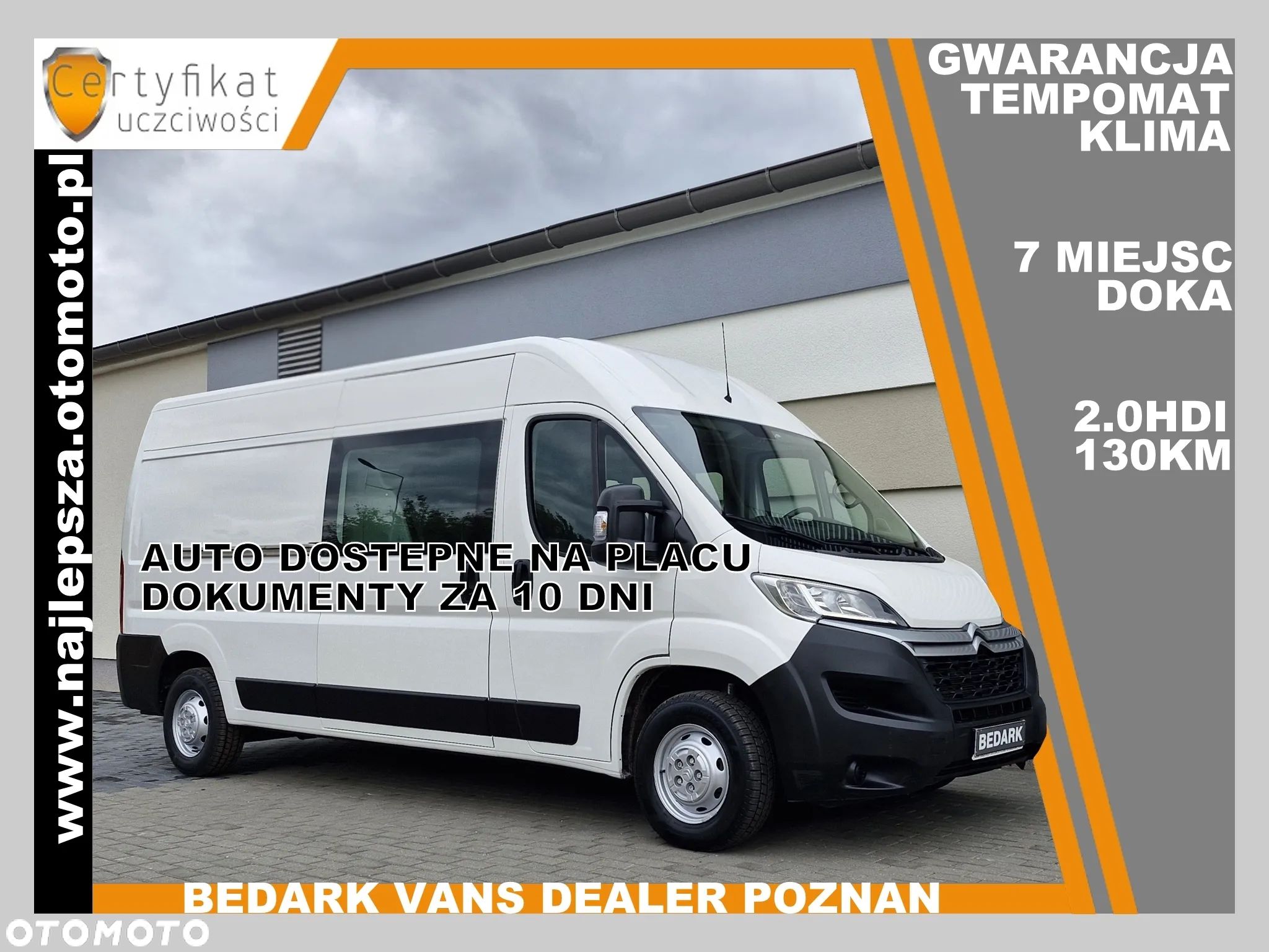 Citroën Jumper L3H2, BRYGADÓWKA, 7 miejsc, DOKA, tempomat, klima, - 1