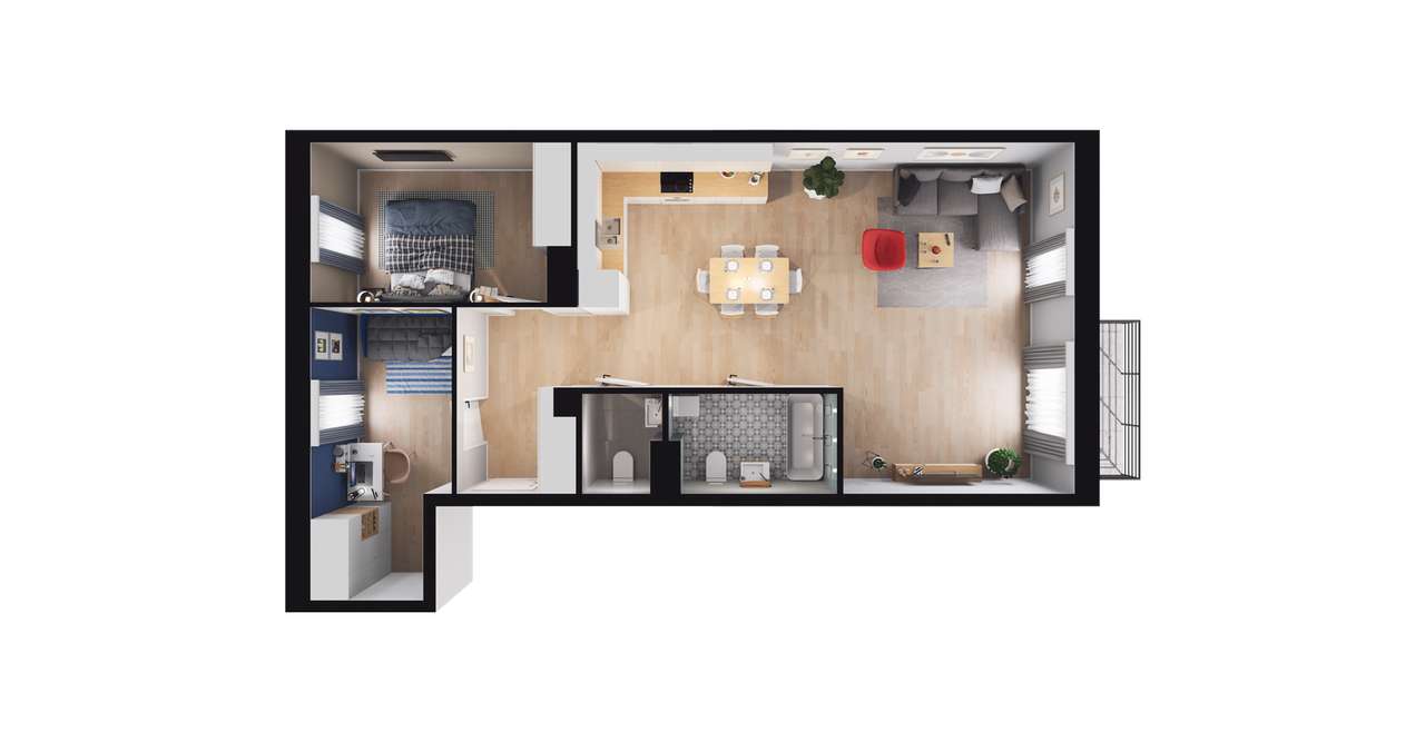 3-pokojowe mieszkanie 69m2 + balkon Bez Prowizji - Pełny obrazek: 3/7