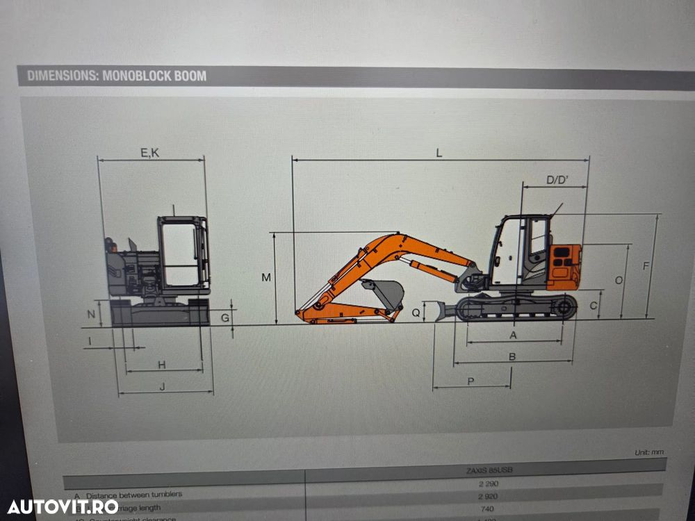 Hitachi ZX85, 2021, 4.054h, LAMA nivilare, CUPLA RAPIDA HIDRAULICA+2 CUPE EXCAVARE NOI+CUPA TALUZ NEINCILNABILA noua, senile pad cauciuc 80% ok, inst picon, Aer cond, camera spate, ridica 4t, revizia facuta, posibilitate leasing 4 ani-PROMOTIE 56.900 EUR+Tva - 27
