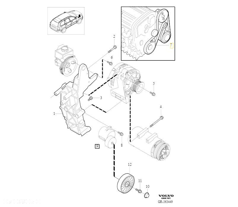 VOLVO S60 S80 V70 XC70 XC90 pasek klinowy osprzetu alternatora OE 30731811 - 2