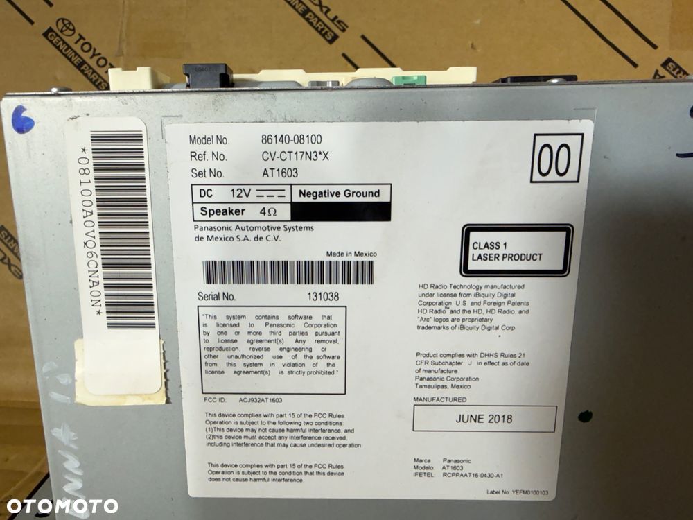 Radio Toyota Sienna 15-20r. Nr. 86140-08100. - 2