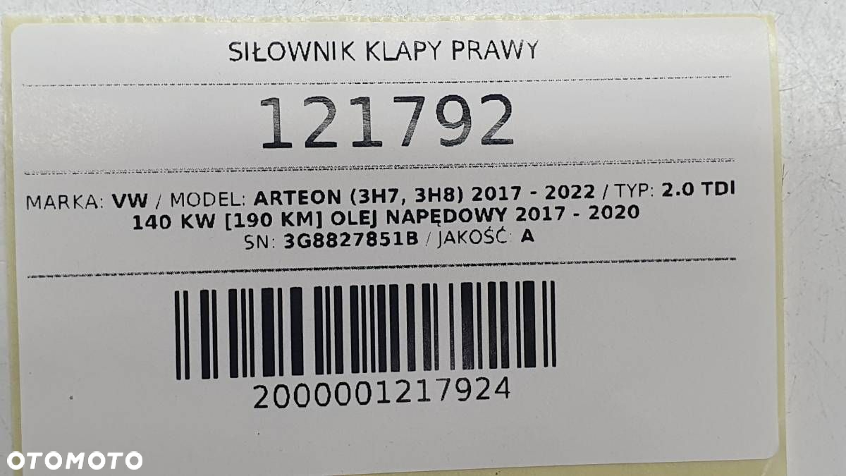 SIŁOWNIK ELEKTRYCZNY TELESKOP KLAPY PRAWY VW ARTEON 3G8827851B - 6