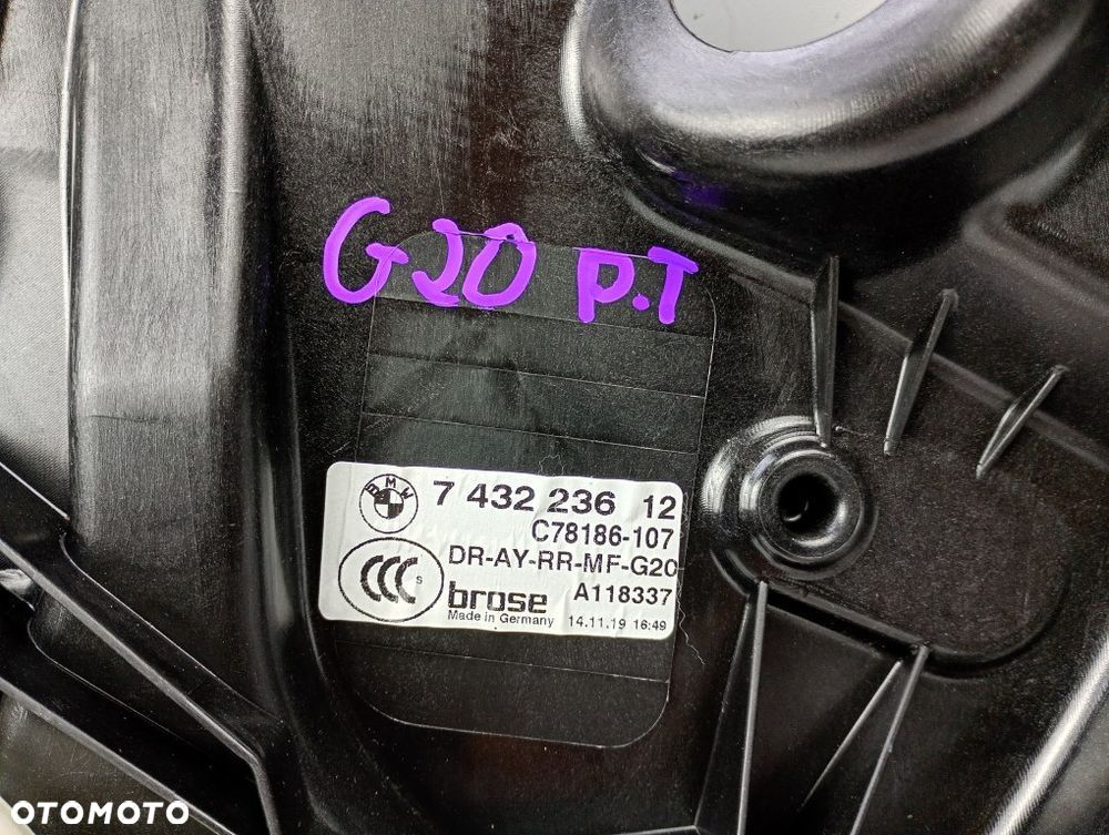podnośnik szyby mechanizm tylny prawy tył bmw 3 g20 g21 g80 g81 m3 7432236 - 2