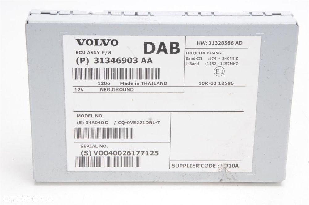 VOLVO S60 II V60 TUNER RADIA DAB 31346903 11-15 - 1