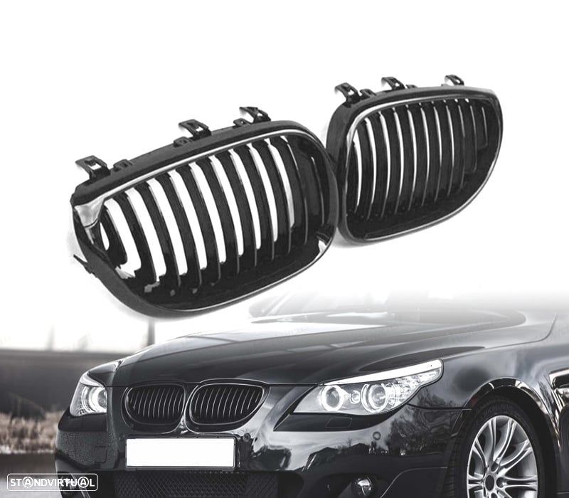 GRELHAS FRONTAIS BMW E60 E61 03-10 LOOK M PERFORMANCE PRETO BRILHANTE - 1