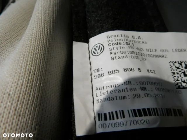 FOTEL FOTELE KANAPA OPARCIE SIEDZISKO BEZ PODNOZKA PRAWE LEWE POSZYCIE TAPICERKA SKORA GRIGIO / SCHWARZ KCZVOLKSWAGEN ARTEON 3G8 ORYGINAŁ - 26