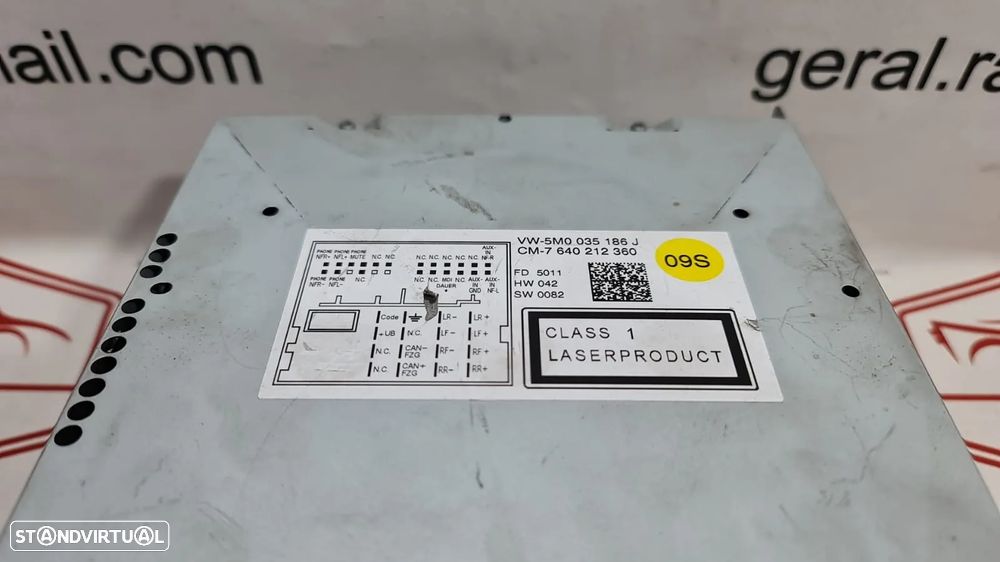 Auto Rádio VW Polo Jetta Golf 5M035186J Original - 2