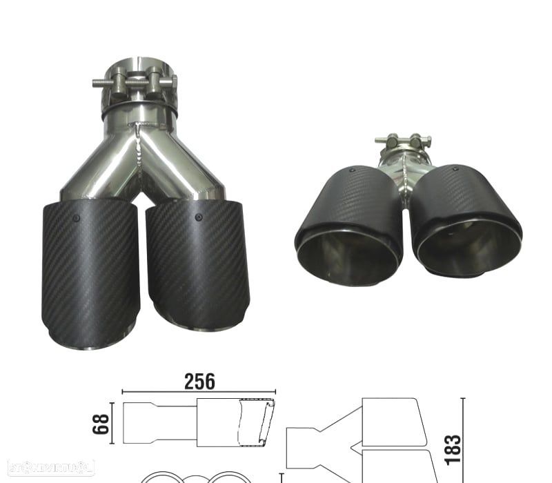PONTEIRA DE ESCAPE CARBONO DUPLA DIREITA - 2