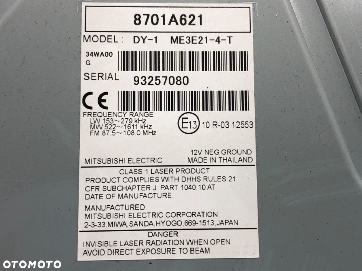 RADIO - 86.00 PLN - MITSUBISHI MIRAGE / SPACE STAR VI liftback (A0_A) 2012 - 2022 1.2 (A03A) 59 kW - 6
