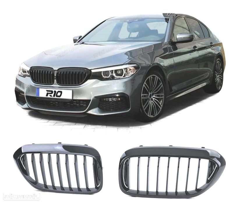 GRELHAS FRONTAIS BMW G30 G31 17-19 LOOK M PERFORMANCE PRETO BRILHANTE - 1