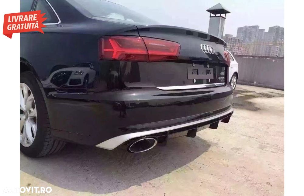 Difuzor Bara Spate si Ornamente Evacuare Audi A6 4G Facelift (2015-2018) RS6 Desig- livrare gratuita - 14