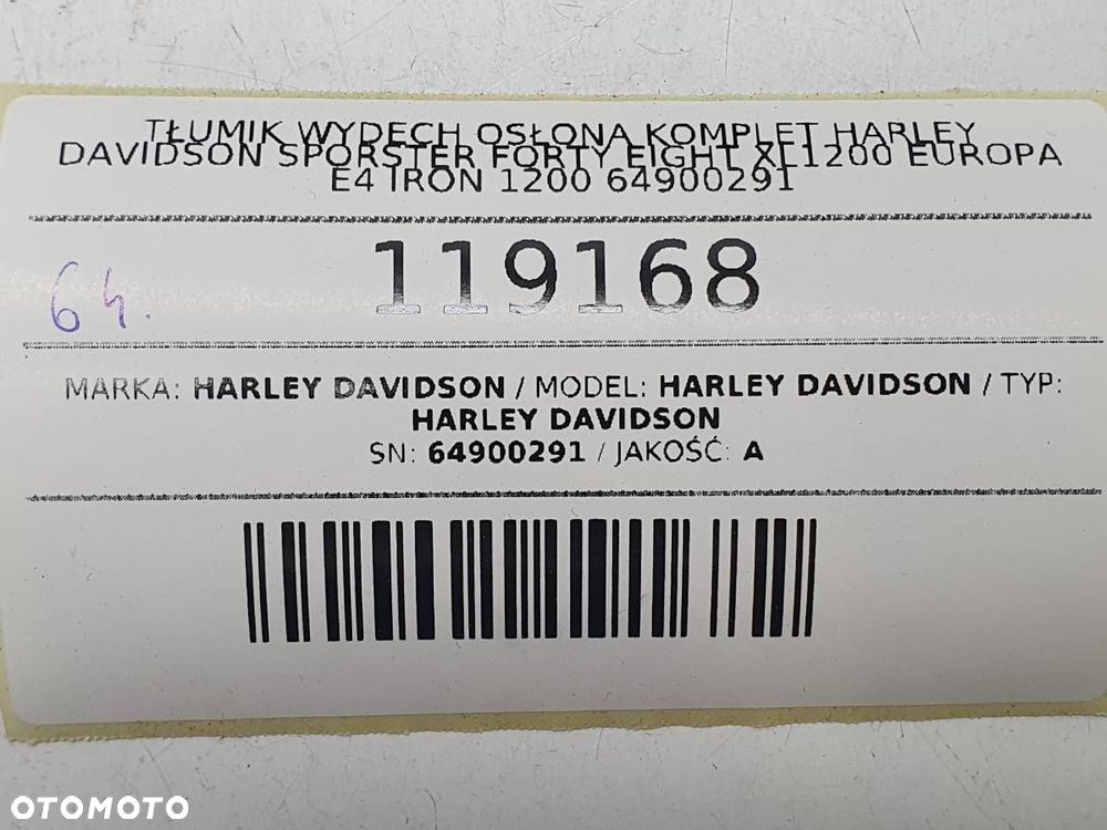 TŁUMIK WYDECH OSŁONA HARLEY DAVIDSON SPORSTER 48 XL 1200 E4 IRON 64900291 - 10