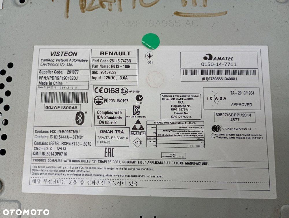 radio browse bluetooth mp3 usb 281157478R renault trafic III opel viva - 5
