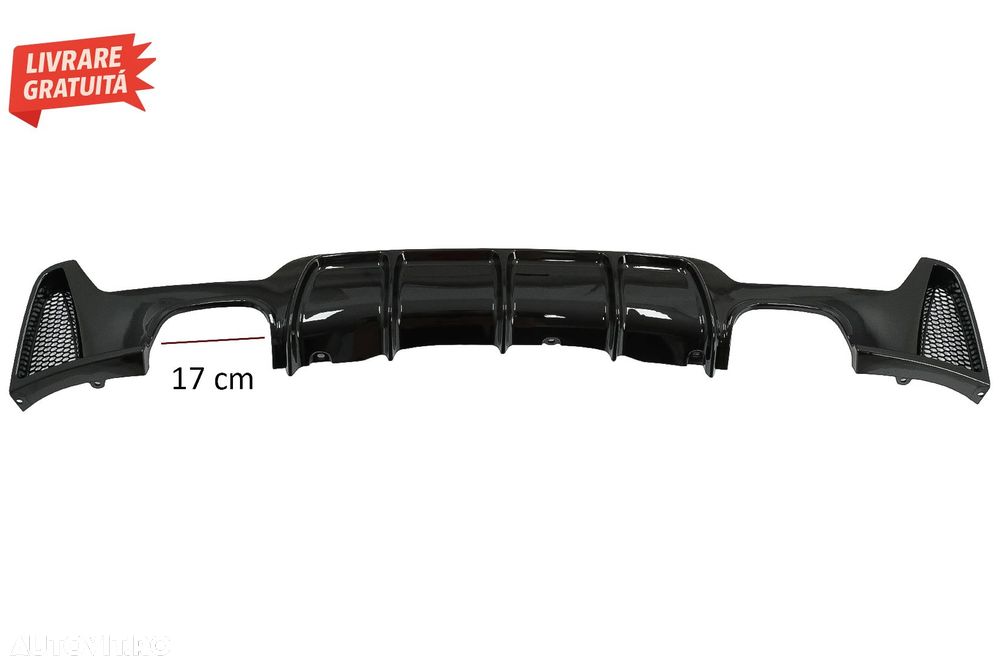 Difuzor Bara Spate Evacuare Dubla BMW Seria 4 F32 F33 F36 (2013-2019) Negru Lucios- livrare gratuita - 3
