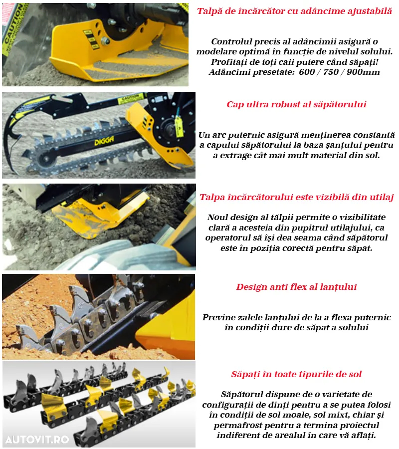 Trencher sapare santuri mini-excavator Digga Bigfoot - 3