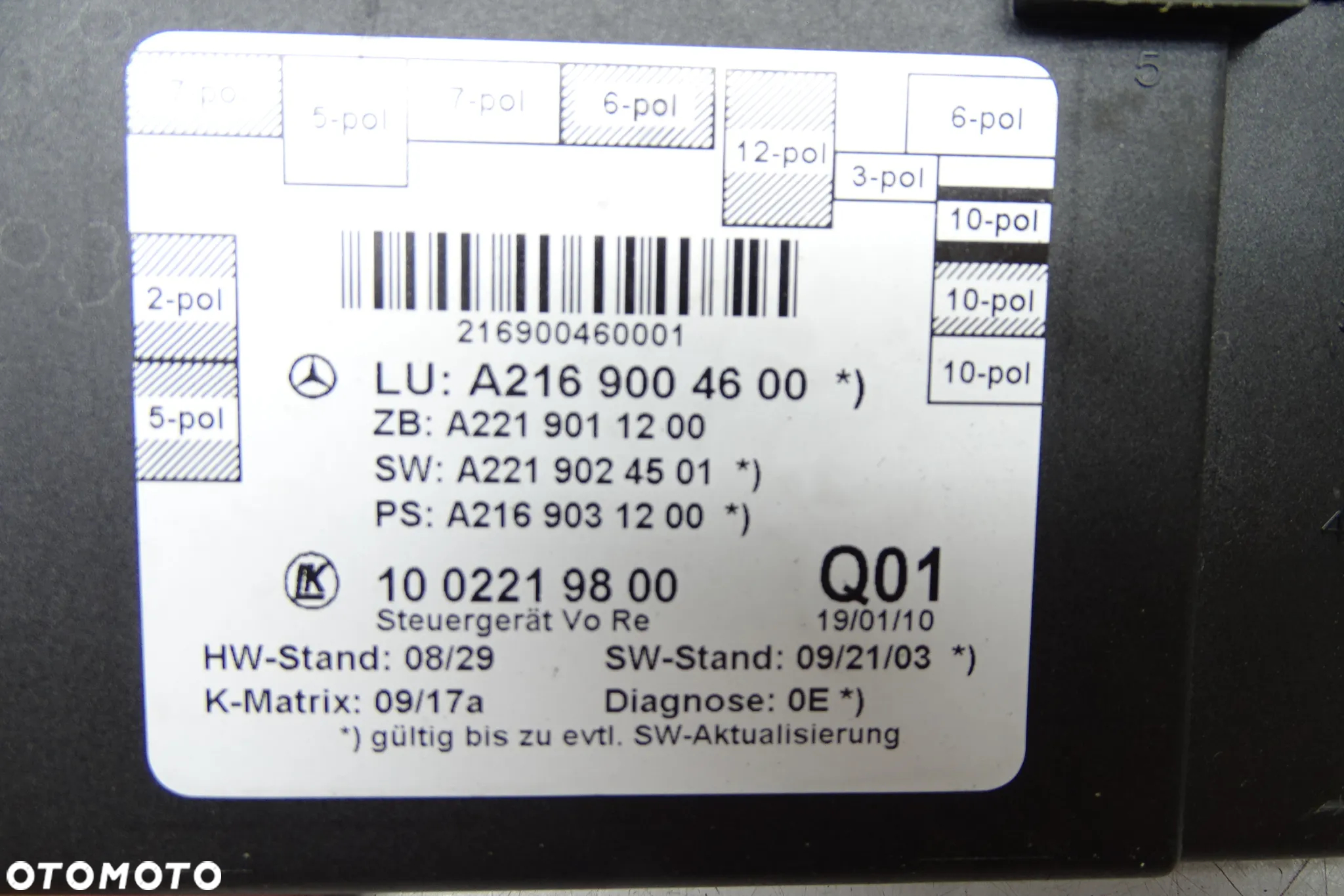 Mercedes W216 Modul Sterownik Drzwi Prawy Przod A2169004600 - 3