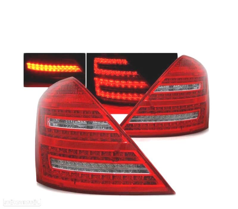 FAROLINS TRASEIROS LED MERCEDES CLASSE S W221 05-09 VERMELHO CRISTAL - 1