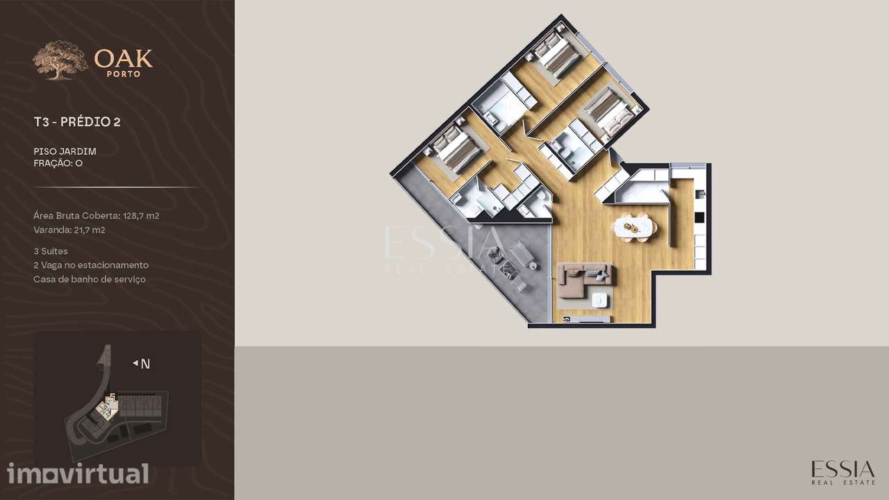 Apartamento T3 com Varanda no OAK Porto - Grande imagem: 5/13