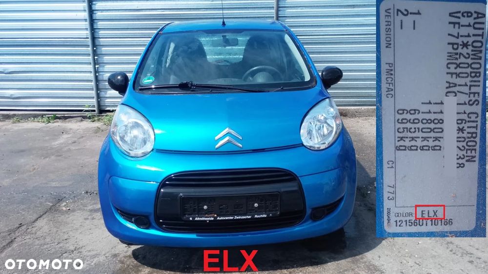 Tylko części CITROEN C1 PHII 1.0 12V 1KR-B52 68KM 50kW 3D 08r–12r lakier ELX - 1