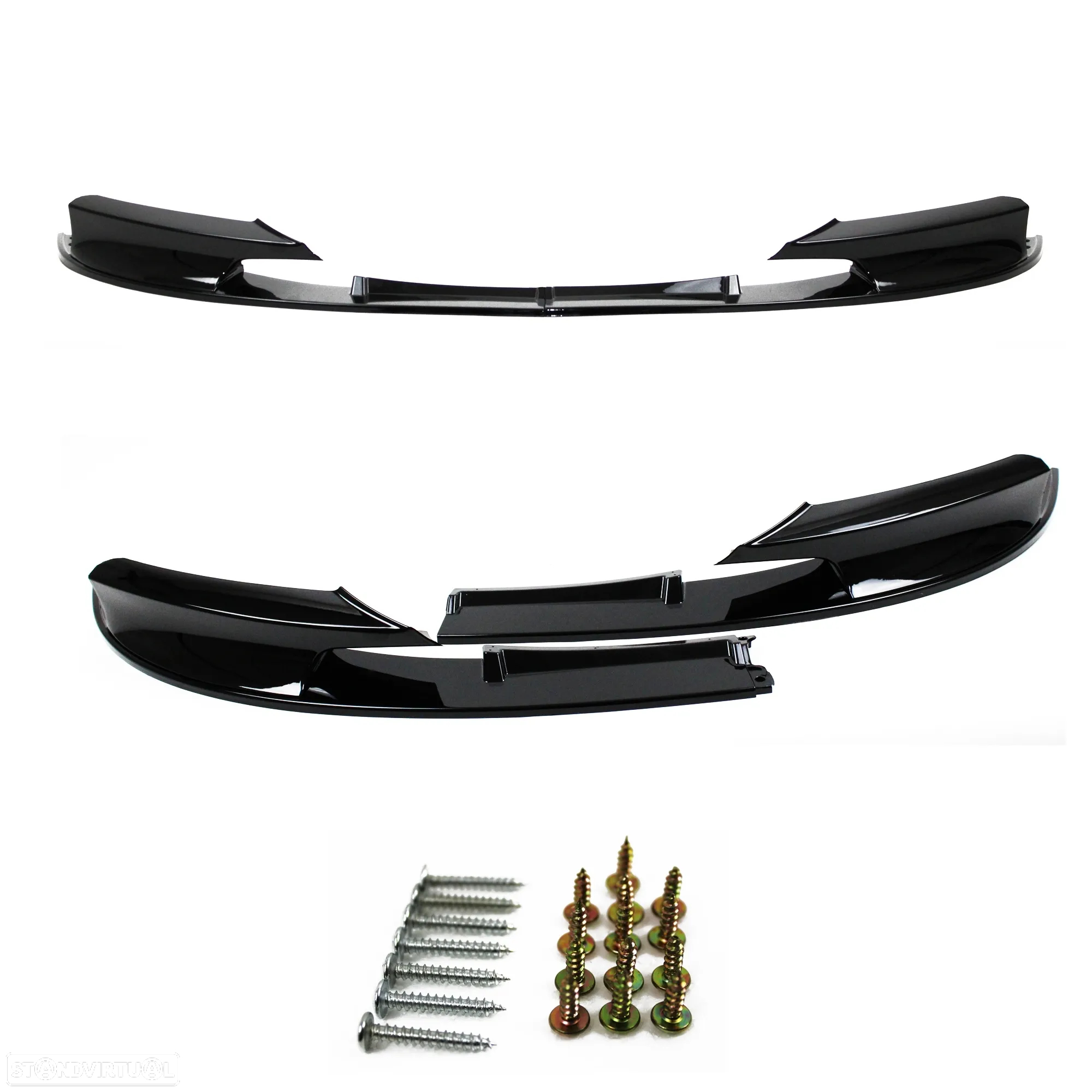 Aba / Spoiler / Lip Frontal em preto piano brilhante para BMW F30 / F31 11-19 M-Performance Look em plástico ABS - 4