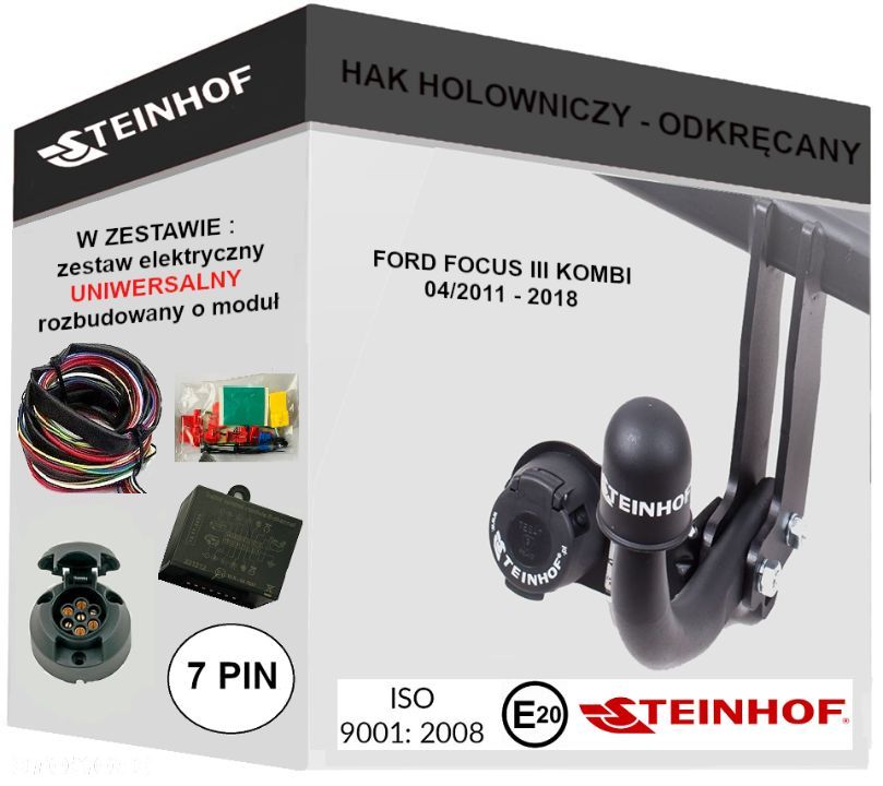 Hak Holowniczy + MODUŁ 7PIN  do Ford Focus III Kombi od 2011 do 2018 - 1