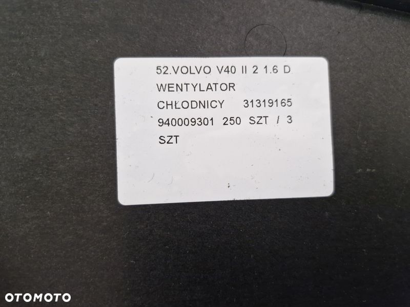 volvo v40 2 ii 1.6 d wentylator chłodnicy 31319165 940009301 - 9