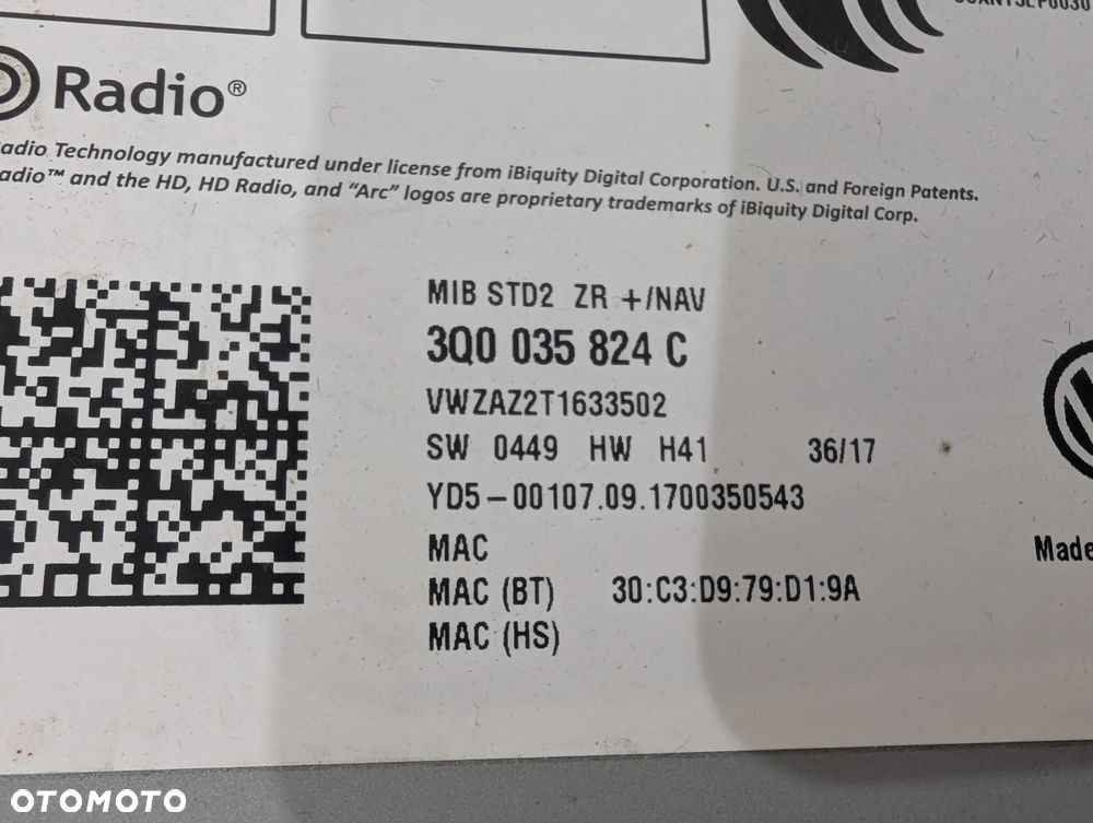 VW PASSAT B8 TIGUAN II RADIO NAWIGACJA CZYTNIK WYŚWIETLACZ 5G6919605A 3Q0035840C - 6