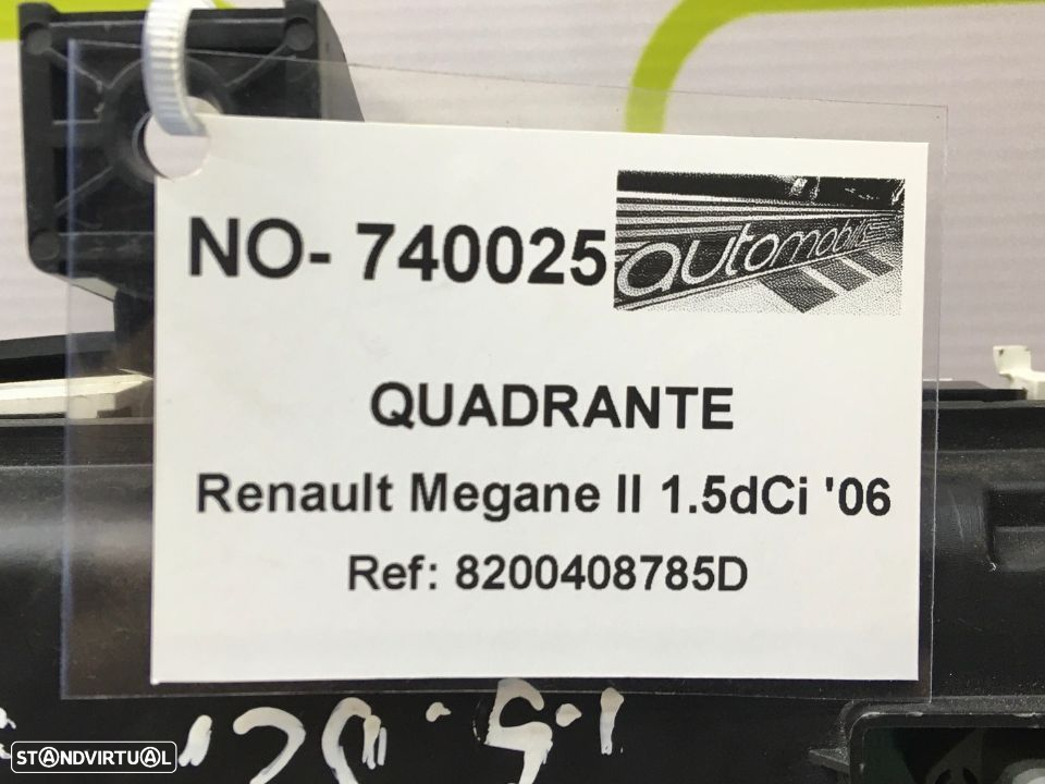 Quadrante Renault Megane II 1.5 106 Cv de 2006 - Ref: 8200408785D - NO740025 - 4