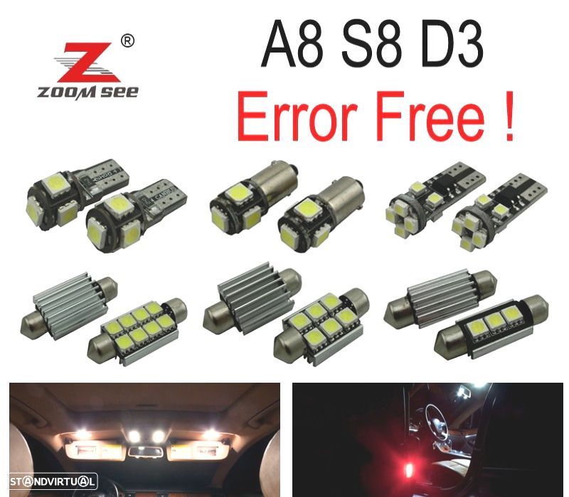 KIT COMPLETO DE 23 LÂMPADAS LED INTERIOR PARA AUDI A8 S8 D3 QUATTRO 2003 -2009 - 1