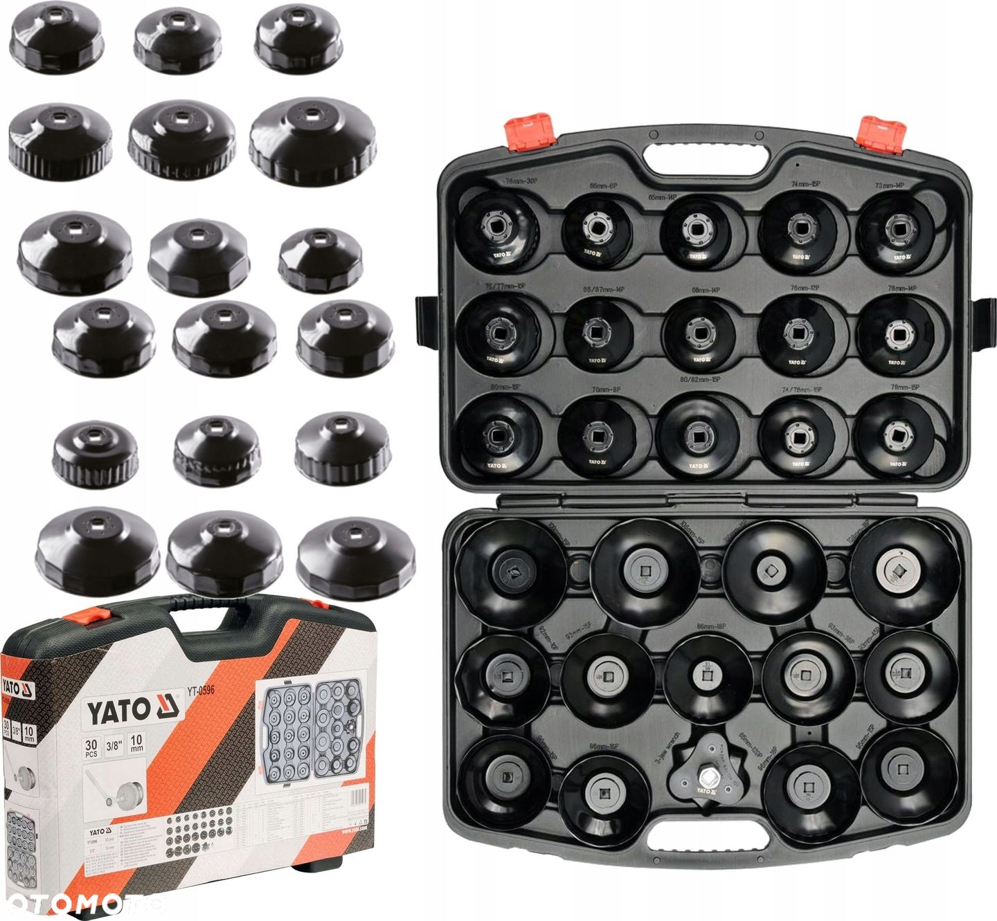YT-0596 KLUCZE NASADOWE DO FILTRÓW OLEJU 30 szt.YATO WALIZKA CrMo - 7