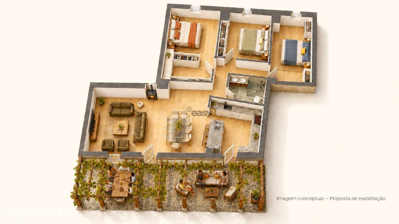 Casa alentejana para reabilitar com proposta conceptual T2+1 — Frandin - Grande imagem: 5/25