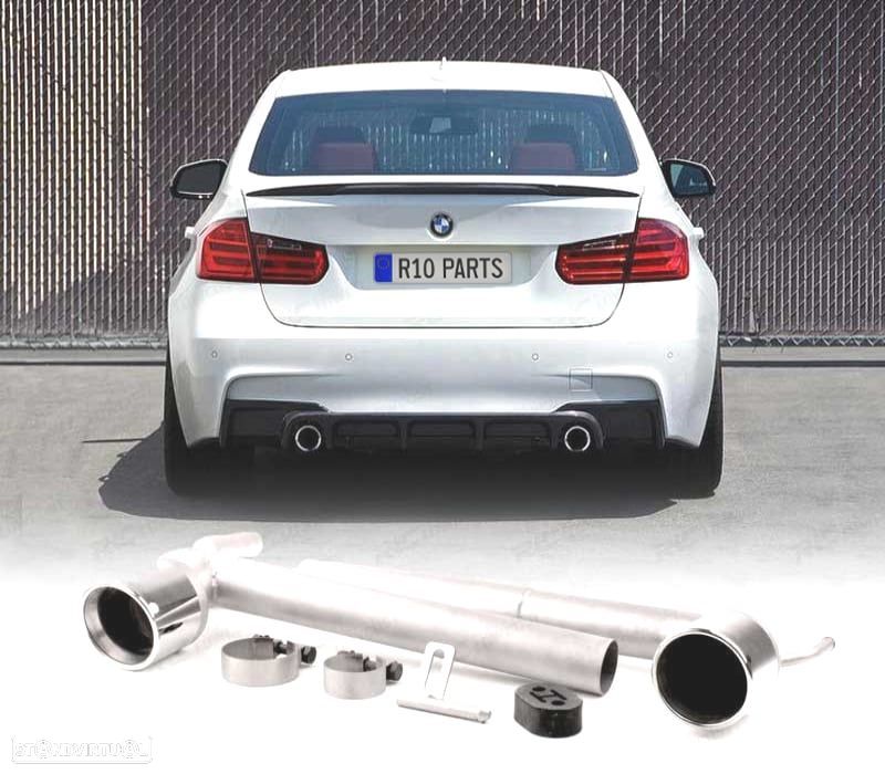 CONJUNTO PONTEIRAS DE ESCAPE DUPLA BMW F30 F31 LOOK M PERFORMANCE - 1