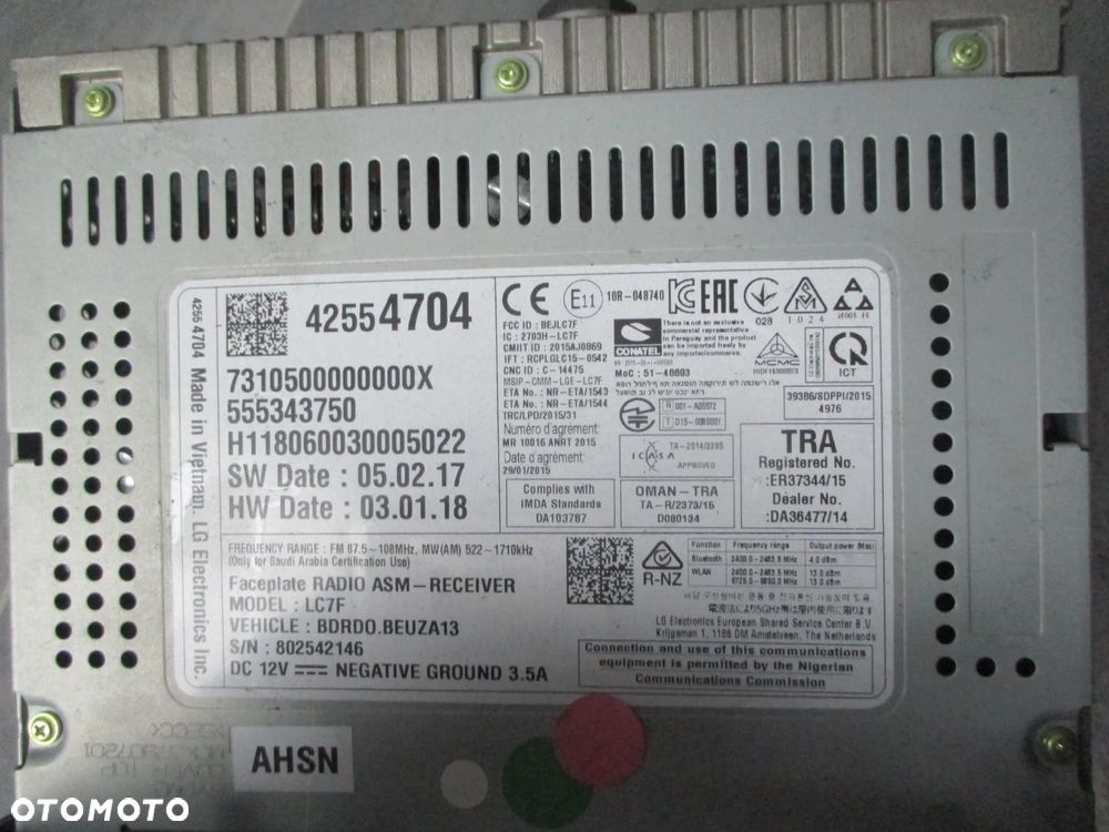 OPEL CORSA E ADAM RADIO EKRAN 42554704 555343750 - 2