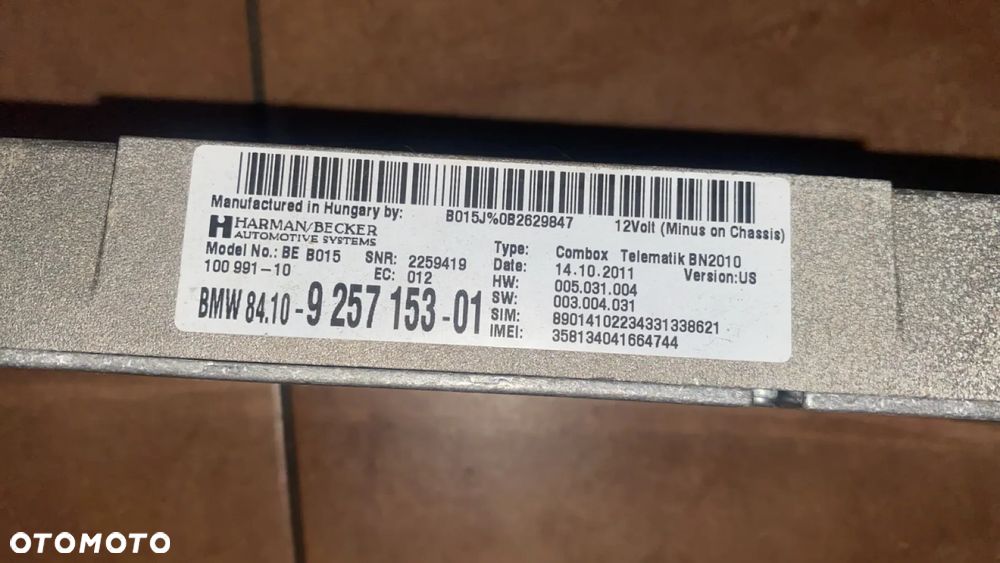 BMW X3 F25 F30 F10 F12 F13 F01 MODUŁ TELEMATIK COMBOX 9257153 - 5