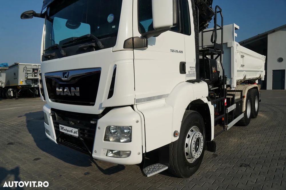 MAN TGS 26.420 / 6x4 / BASCULĂ CU 2 LATE / HIDRODECKER / BORDMATIC + HDS HIAB 188 B-3 / ROTATOR / GRAPER / TELECOMANDĂ / EURO 6 - 14