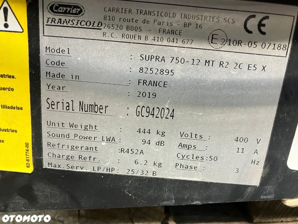 AGREGAT CHŁODNICZY CARRIER SUPRA 750 MT z 2019 r - 2