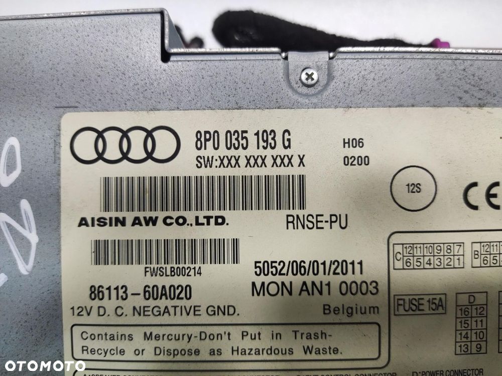 FABRYCZNA NAWIGACJA RADIO RNS-E AUDI A3 8P LIFT 2008-2013 8P0035193G - 8