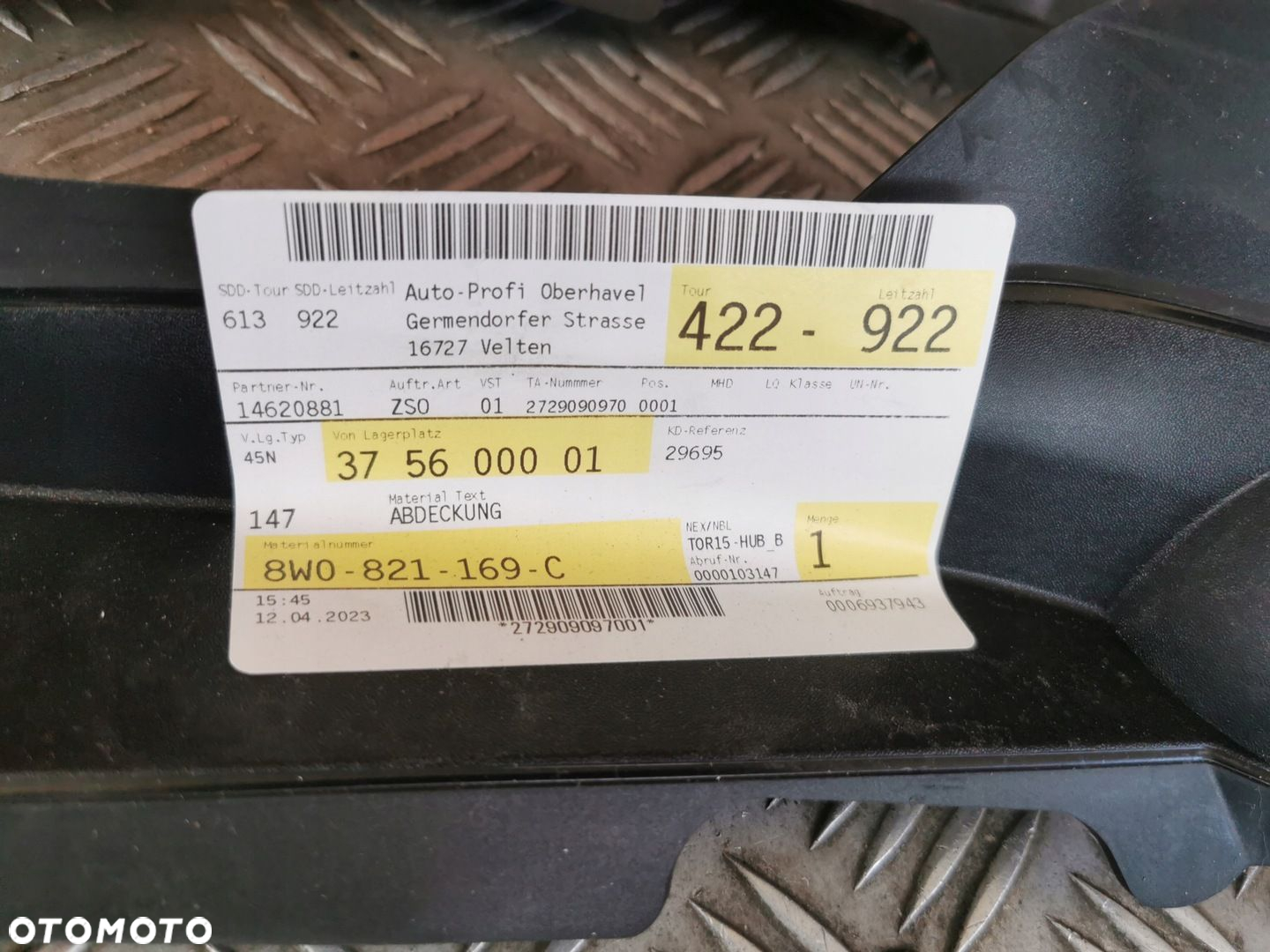 Nowa Osłona Błotnika AUDI OE 8W0821169C - 2