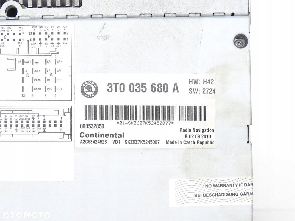 RADIO RADIOODTWARZACZ NAVI NAWIGACJA CD SD SKODA SUPERB II 2 3T 3T0035680A - 5