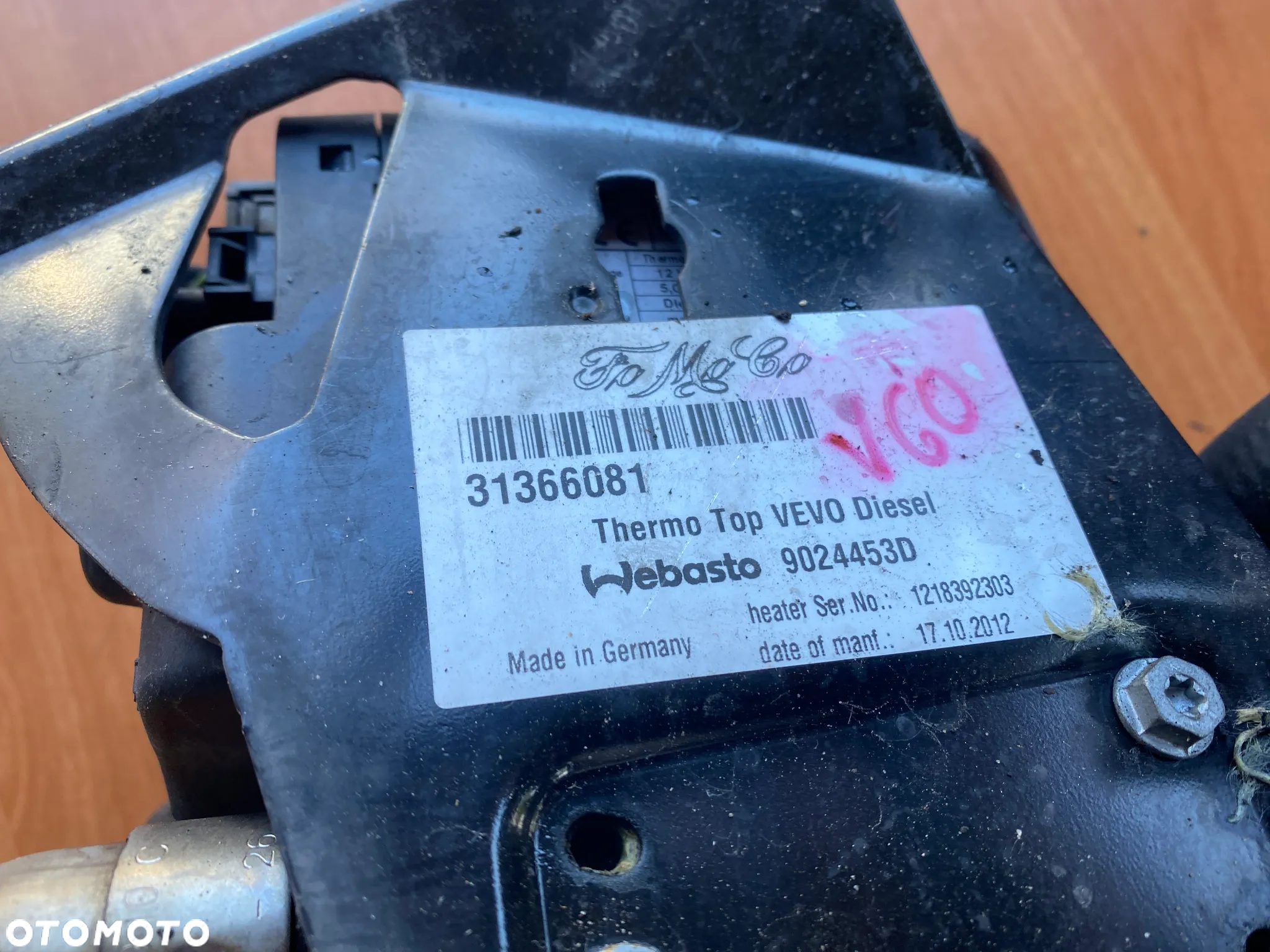 WEBASTO OGRZEWANIE POSTOJOWE VOLVO V60 31366081 9024453D - 3