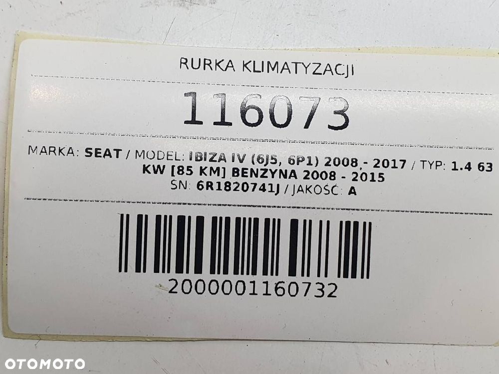 RURKA PRZEWÓD KLIMATYZACJI  SEAT IBIZA IV 6R1820741J - 5