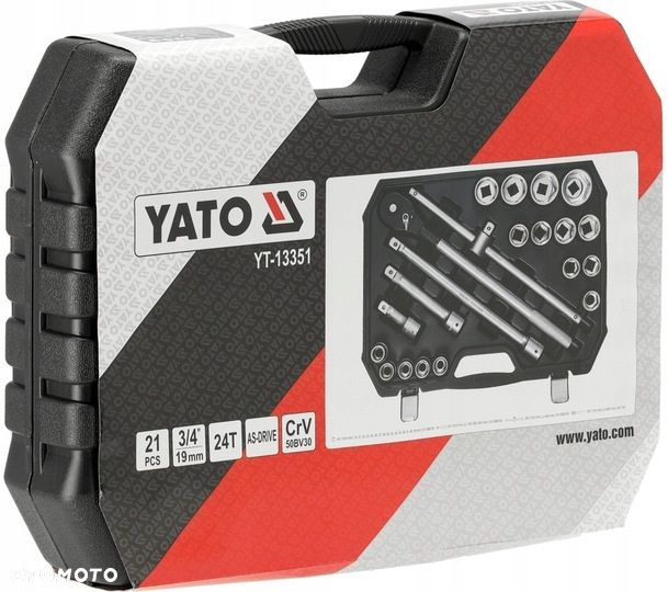 YATO KLUCZE NASADOWE ZESTAW NARZĘDZIOWY 3/4" 21 ELEMENTÓW NASADKI YT-13351 - 5