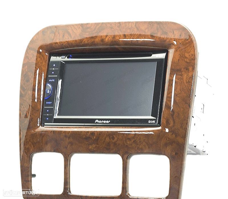 MOLDURA ADAPTADOR MADEIRA ALTO BRILHO PARA RADIO 2-DIN MERCEDES CLASE-S W220 - 5