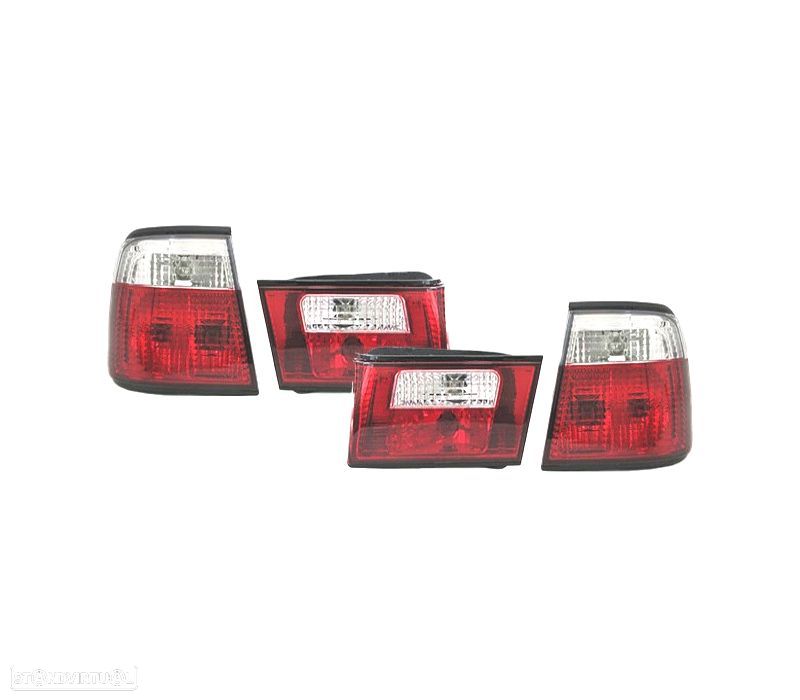 FAROLINS TRASEIROS PARA BMW SERIE 5 E34 88-95 VERMELHO CROMADO - 1