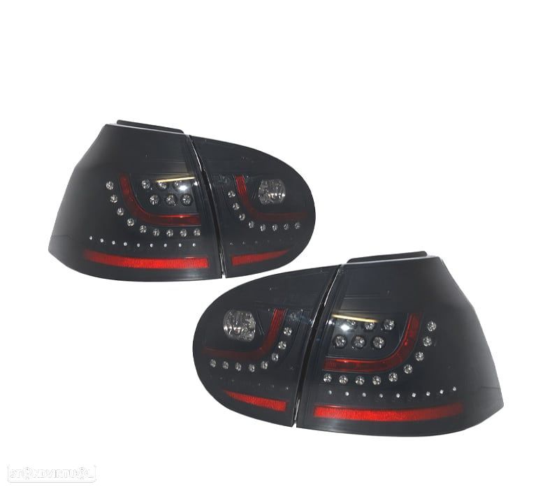 FAROLINS TRASEIROS LED VW GOLF 5 MK5 03-08 PRETO FUMADO - 1
